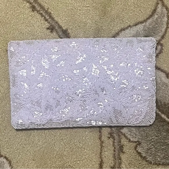 Walborg Glass Beaded Lavender Clutch Excellent Condition - Picture 2 of 7